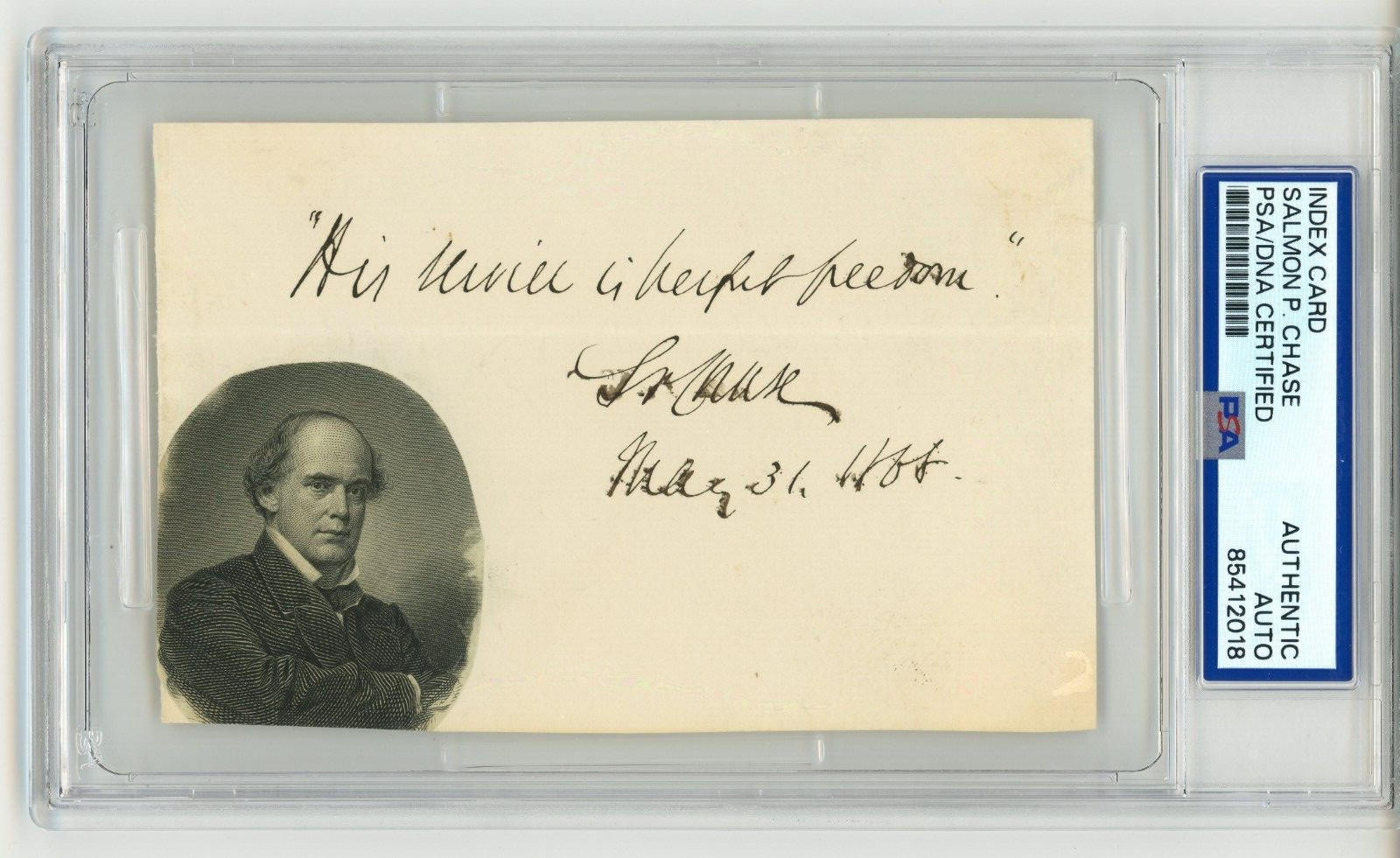Salmon P. Chase ~ Signed Autographed Index Card Quote Abraham Lincoln~ PSA DNA Salmon P. Chase ~ Signed Autographed Index Card Quote Abraham Lincoln~ PSA DNA