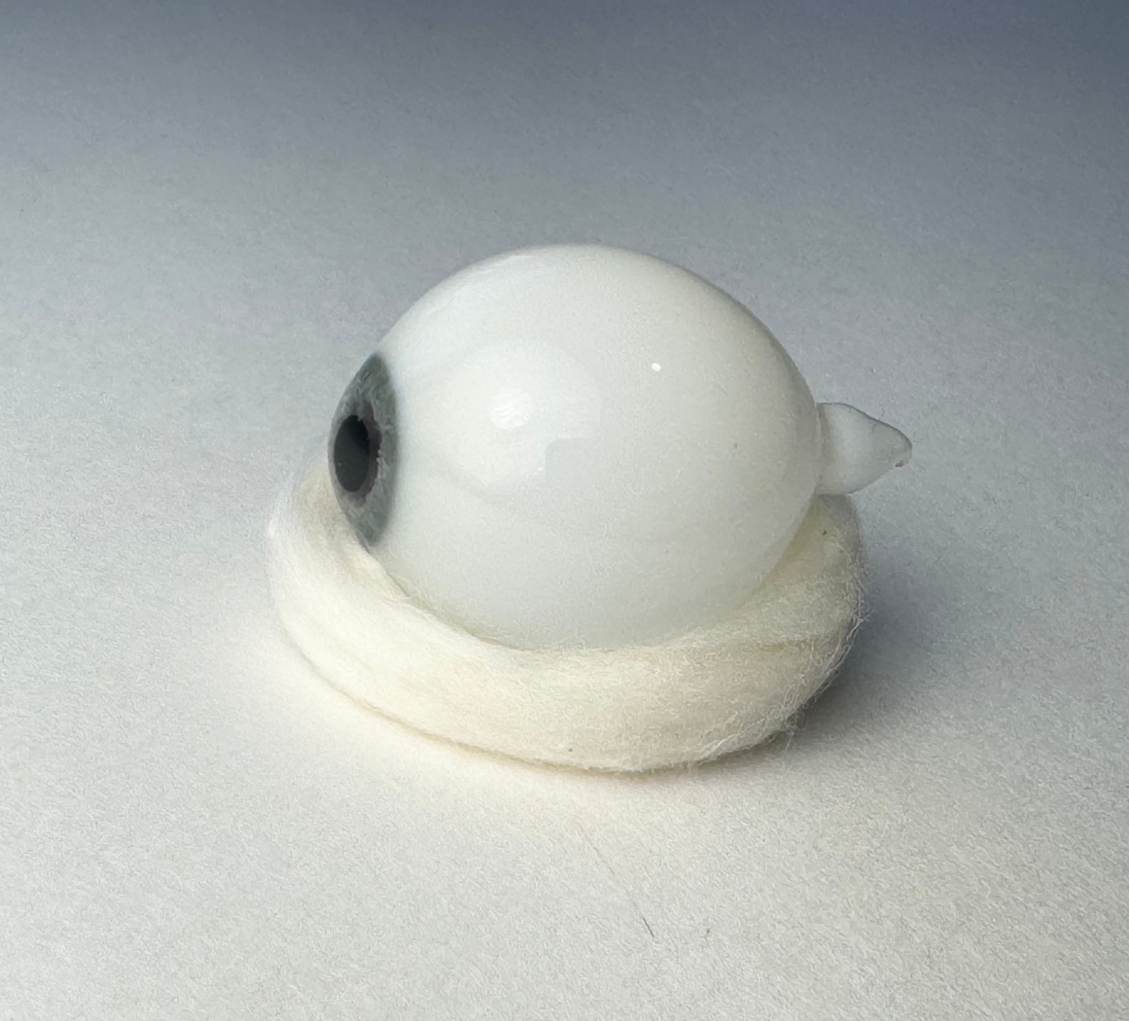 Antique German hand-blown human prosthetic glass eye. Full eyeball. Blue. Antique German hand-blown human prosthetic glass eye. Full eyeball. Blue.