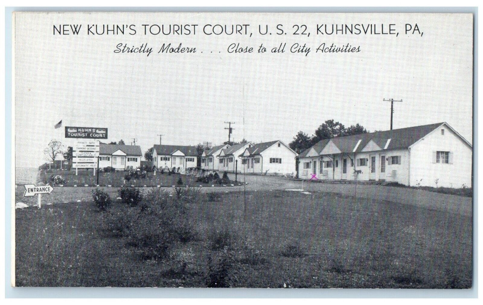 c1940 New Kuhn Tourist Court Kuhnsville Pennsylvania PA Antique Vintage Postcard