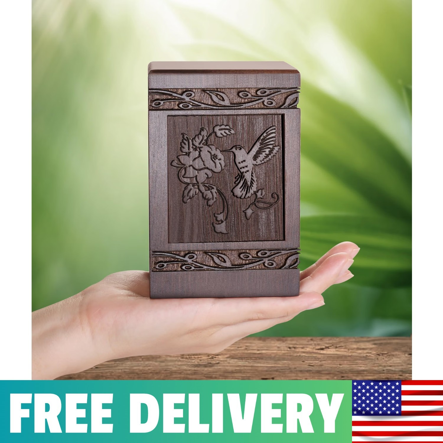 DGDCDV Small Keepsake Sharing Urn for Ashes Wooden Mini Set 1, Walnut