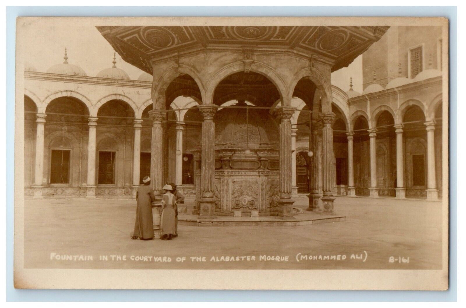 c1920's Fountain Courtyard Of The Alabaster Mosque RPPC Photo Vintage Postcard