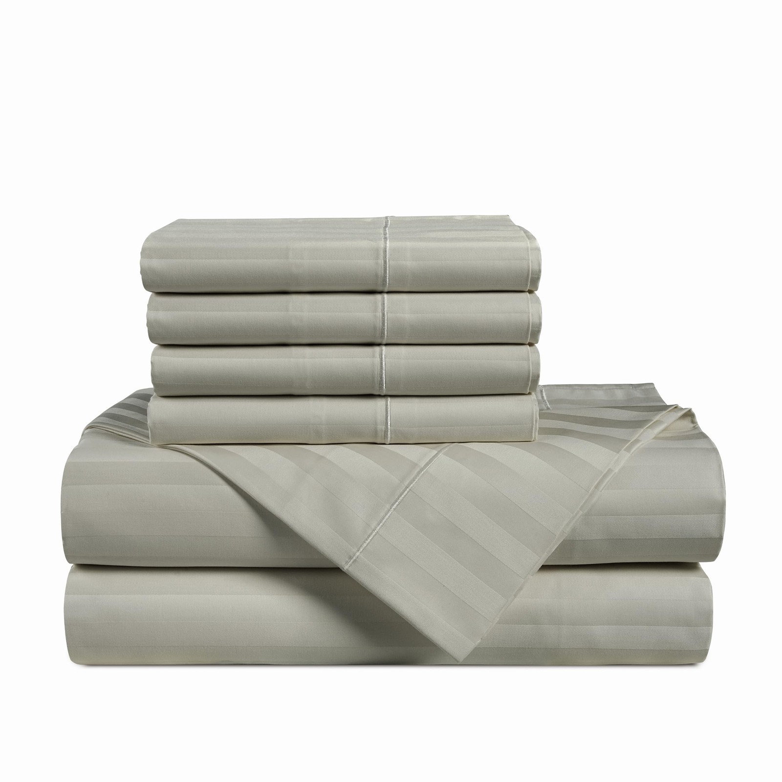 Casa Platino 100% Egyptian Cotton Sheets King Size Set - 6 Pieces - Damask St...