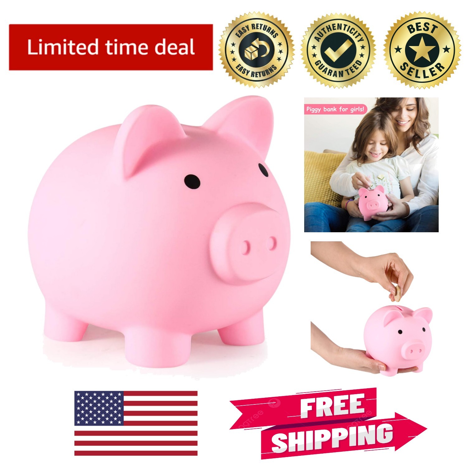 My First Piggy Bank – Unbreakable Coin Bank for Birthday and Christmas Gifts