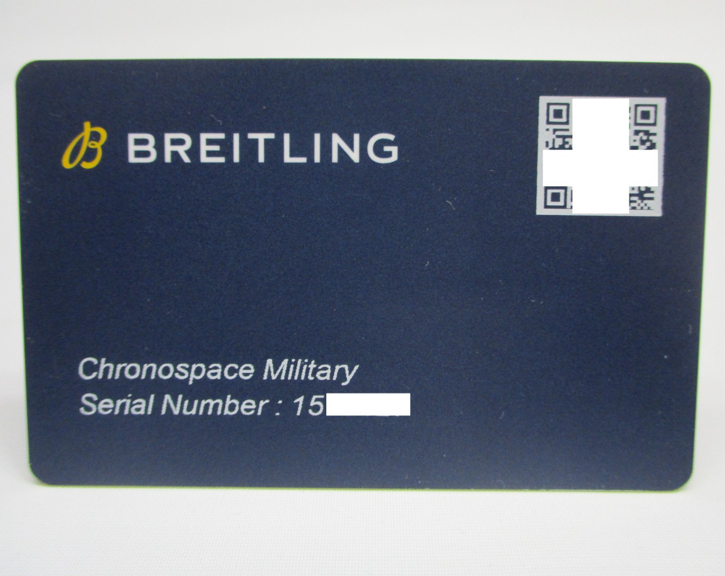 BREITLING Chronospace Military Watch Blue Warrante & COSC Certificat Card