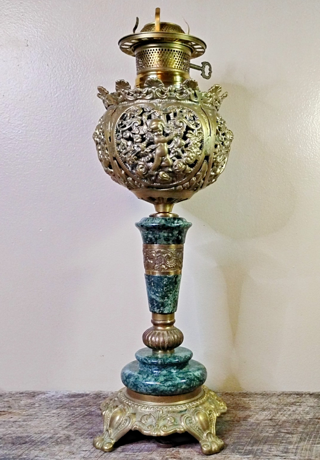 Antique ABCO Ornate Rochester Marble&Brass Cherub Victorian Electric Parlor Lamp Antique ABCO Ornate Rochester Marble&Brass Cherub Victorian Electric Parlor Lamp