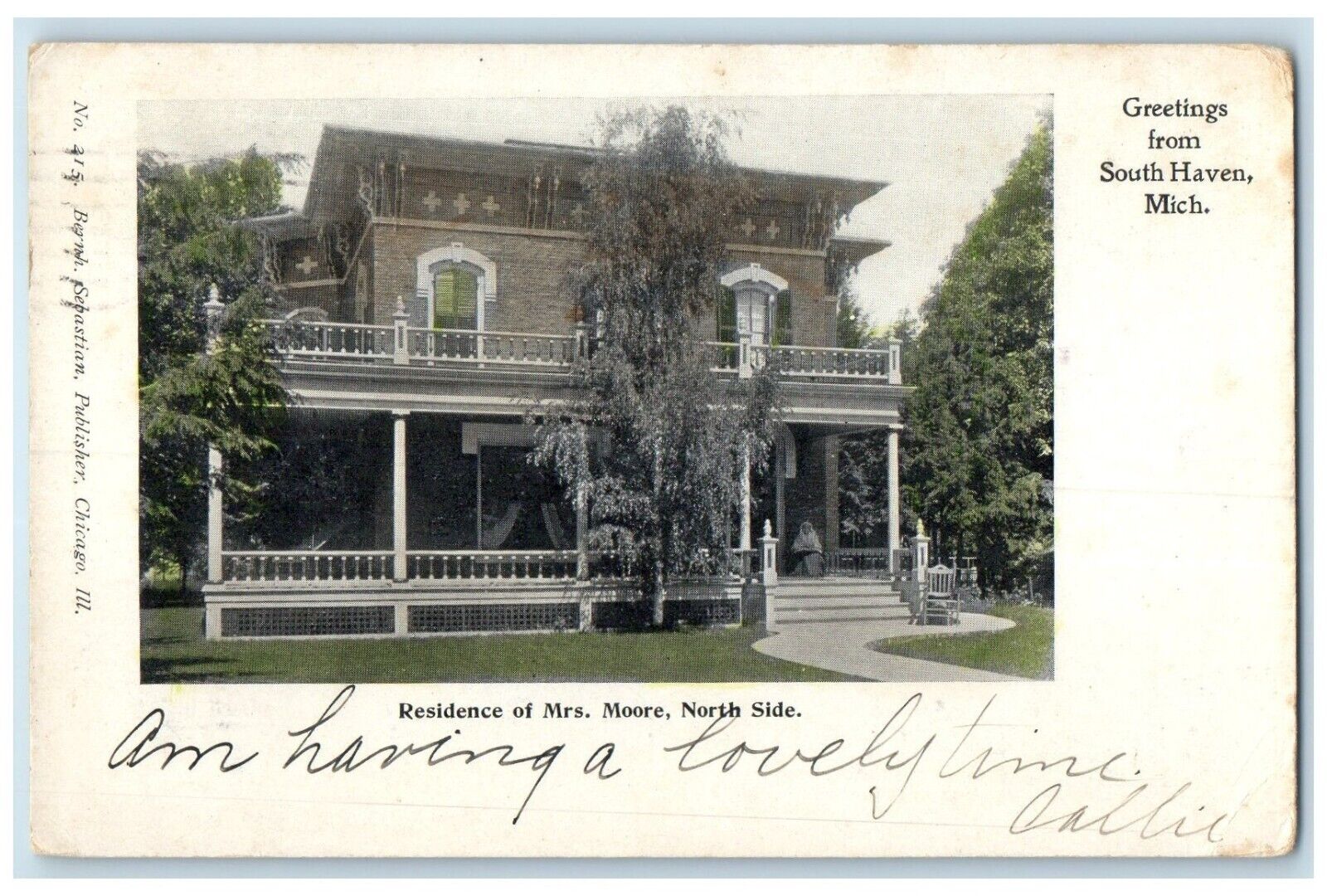 1909 Residence Mrs. Moore North Side Greetings South Haven Michigan MI Postcard