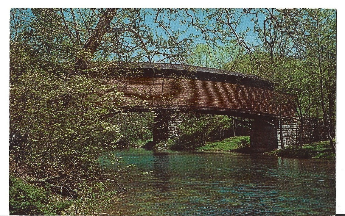 Vtg Postcard - HUMPBACK BRIDGE - COVERED BRIDGE- WHITE SULPHUR SPRINGS, WV