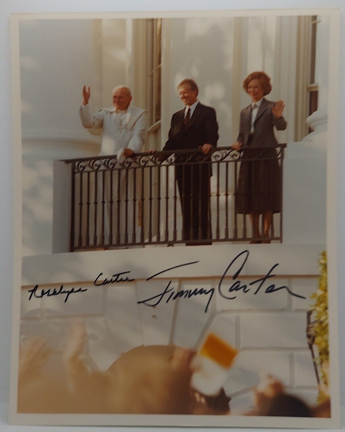  President Jimmy Carter & Rosalynn Carter Signed Photo Pope John Paul II