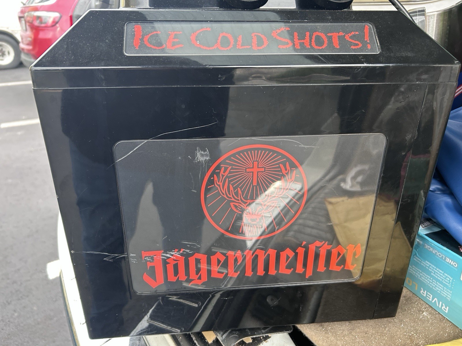 Jagermeister Ice Cold Shots On Tap dispensing machine Sign Black/Red Distillery