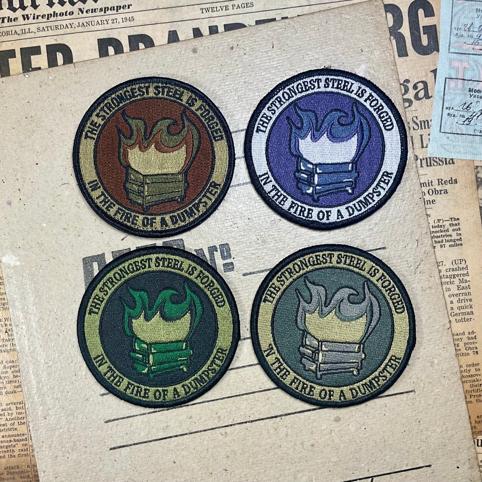 Dumpster Fire Morale Patch Bundle | Four Versions | Embroidered