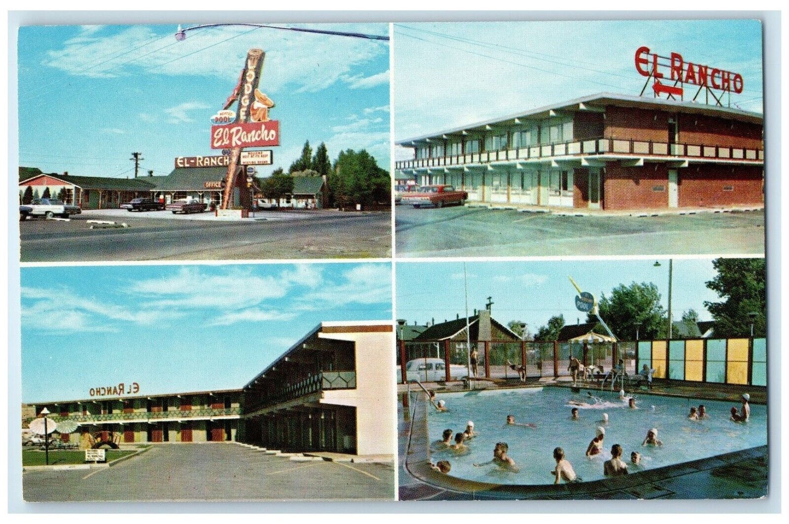 c1950's El Rancho Motor Lodge East Rock Springs Wyoming WY Multiview Postcard