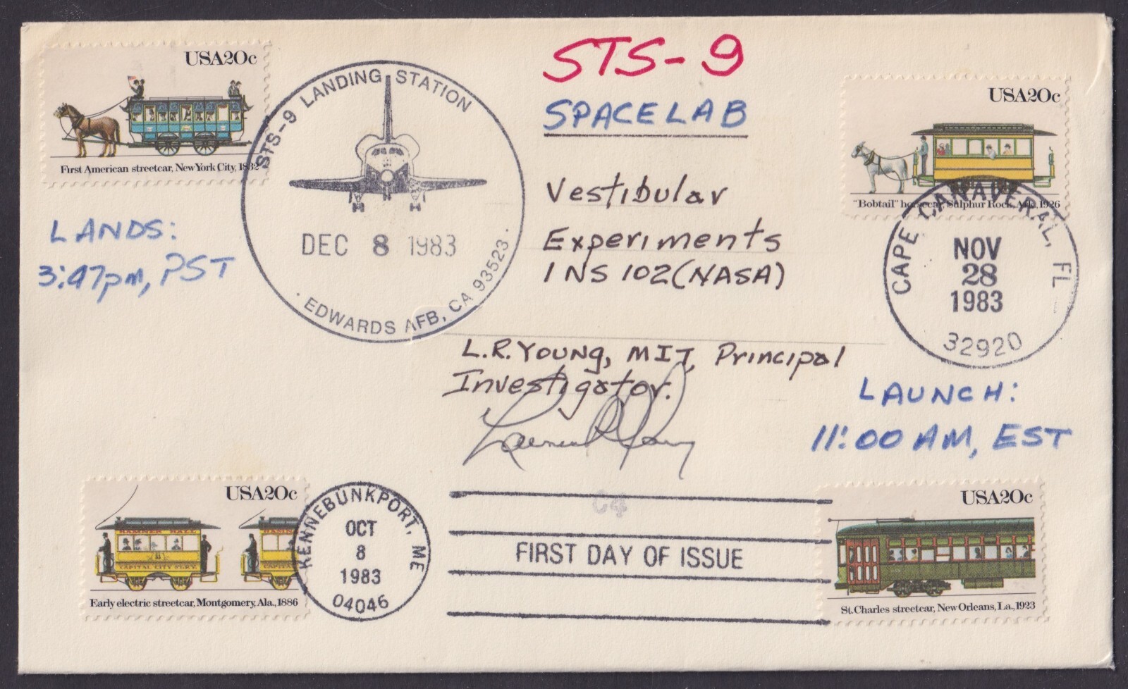 Laurence R. Young, MIT Principal Investigator Vestibular Experiment, STS-9 cover