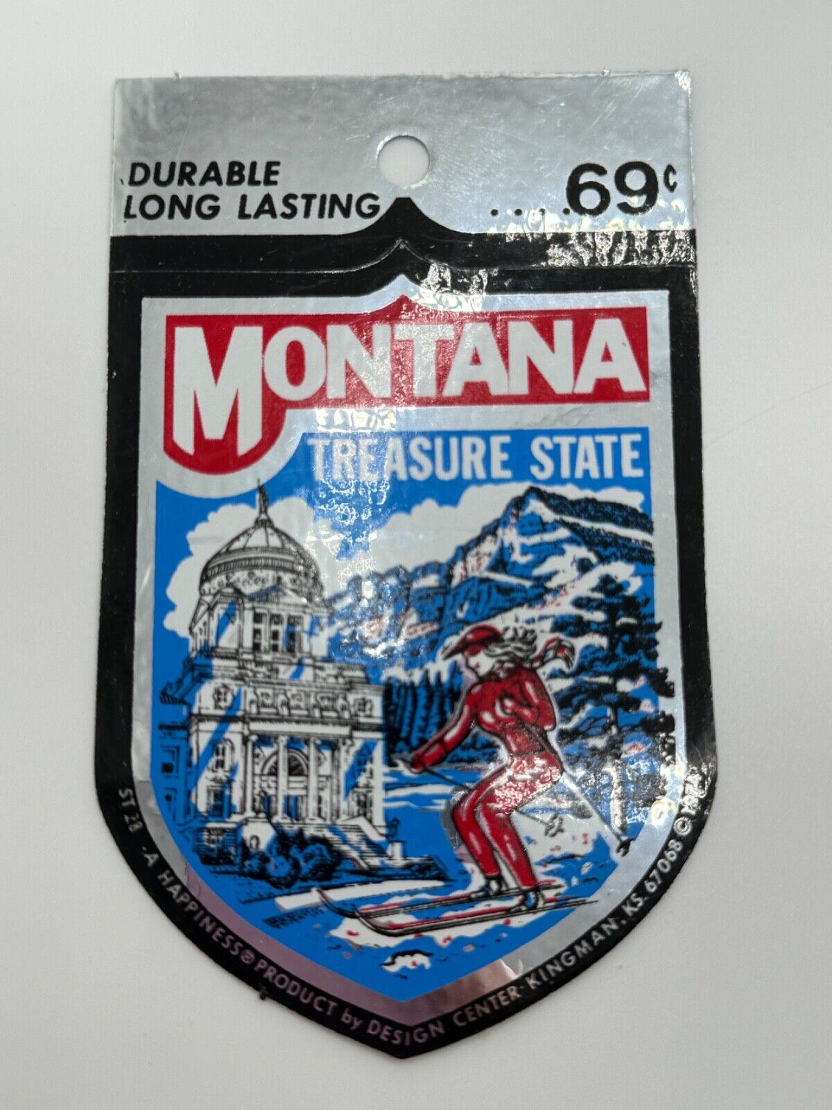 Vintage 1974 Montana Treasure State Skiing Souvenir Travel Decal