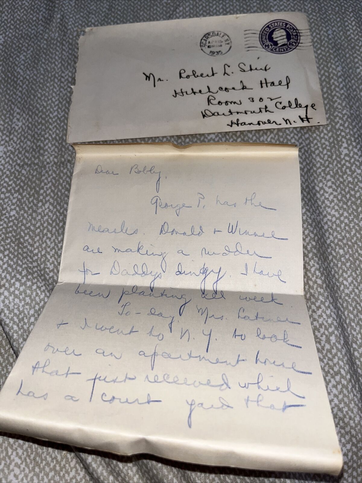 1935 Depression Era Letter to Dartmouth College Student on Dancer Ted Shawn