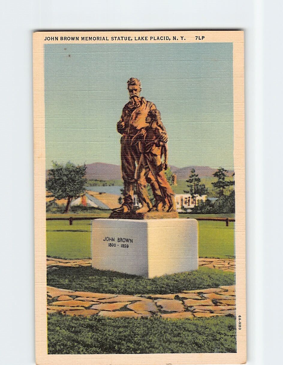 Postcard John Brown Memorial Statue Lake Placid New York USA