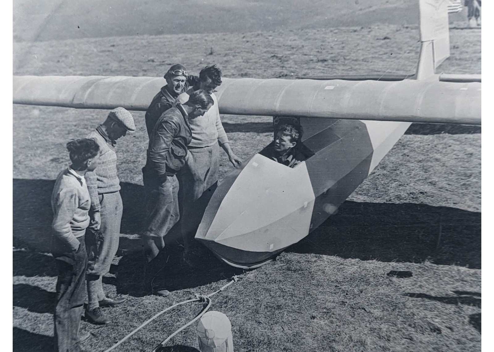 1930 Charles Lindbergh Glider California Period Press Copy Glass Plate Negative