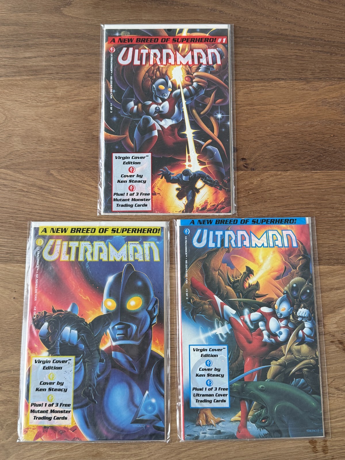 Ultraman Vol #1-3 Harvey Comics (1993) - Complete Set, Polybagged, Virgin Covers Ultraman Vol #1-3 Harvey Comics (1993) - Complete Set, Polybagged, Virgin Covers