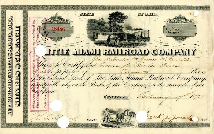 Little Miami Railroad Co. issued to William H. Procter and James N. Gamble - Sto