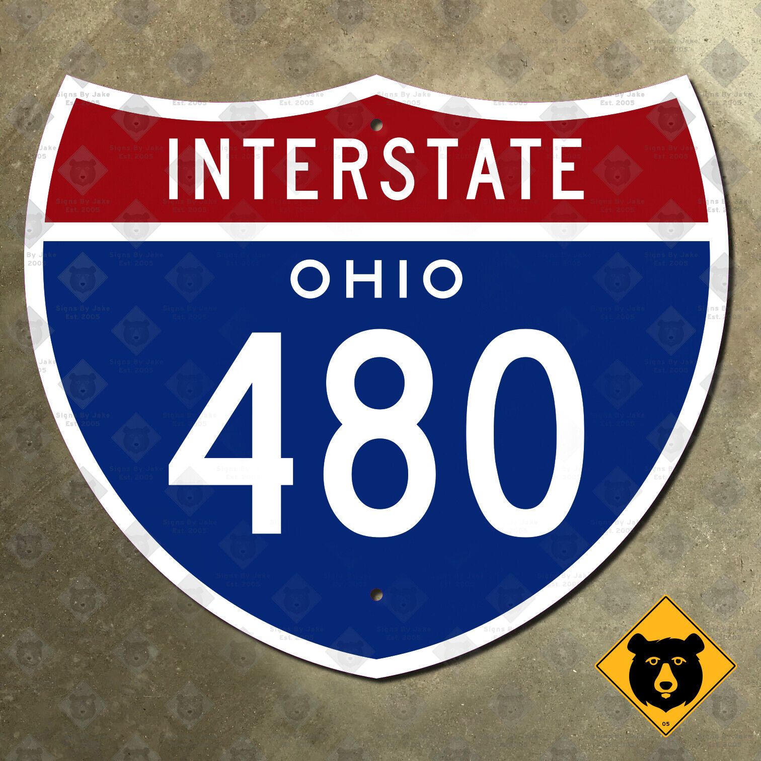 Ohio Interstate 480 highway shield marker road sign 1961 Cleveland 21x18
