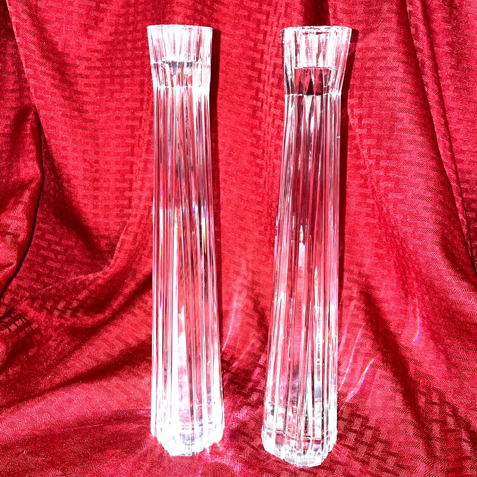 RARE ARNOLFO DI CAMBIO RIBBED CRYSTAL CANDLESTICKS SET OF TWO  2 SETS AVAIL