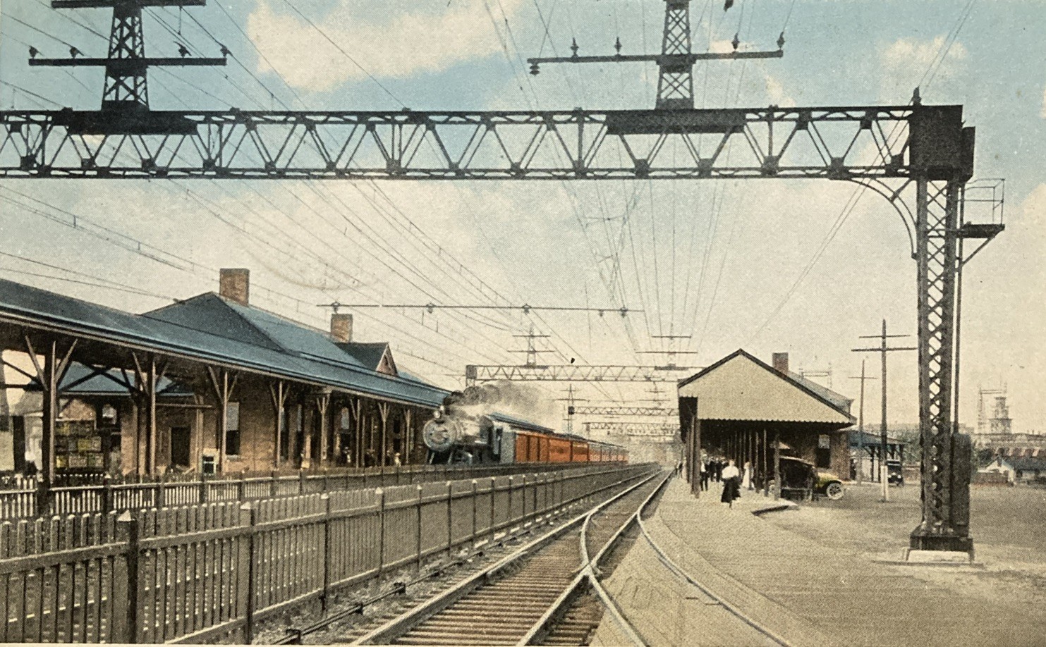 c1910 South Norwalk Connecticut Railroad Station NY NH H Depot Postcard