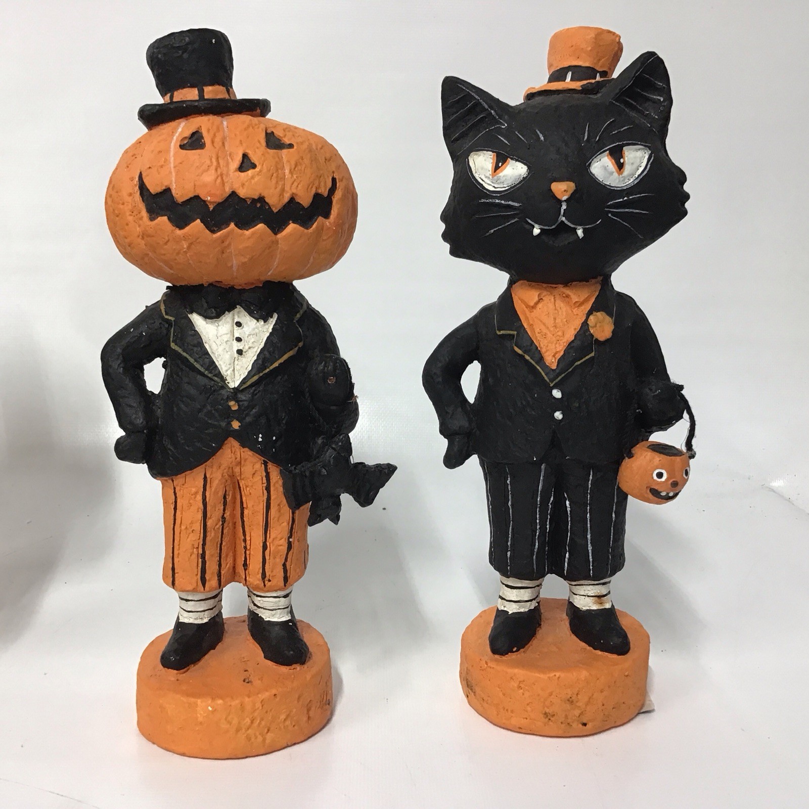 Lot Of 2 Ashland Brand Halloween Tabletop Black Cat & Jack-O-Lantern Lot Of 2 Ashland Brand Halloween Tabletop Black Cat & Jack-O-Lantern