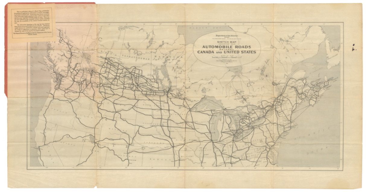 1925 Map of Automobile Routes between the U.S. and Canada, Early Highways 1925 Map of Automobile Routes between the U.S. and Canada, Early Highways