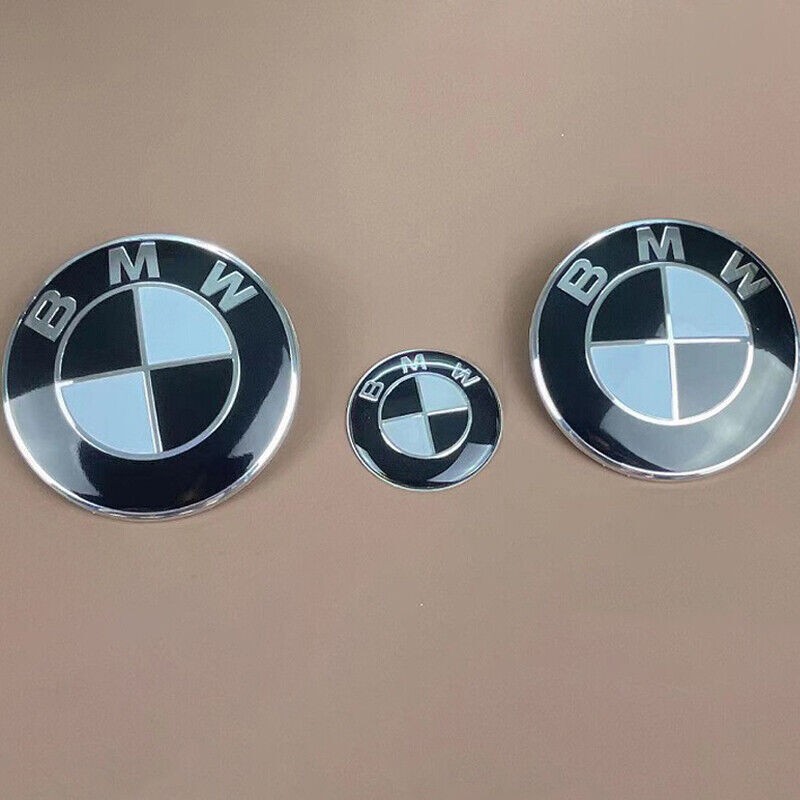 3PCS B-M-W Emblems Hood & Trunk 82mm + 74mm + 45mm Badge E30 E36 E46 Universal 3PCS B-M-W Emblems Hood & Trunk 82mm + 74mm + 45mm Badge E30 E36 E46 Universal