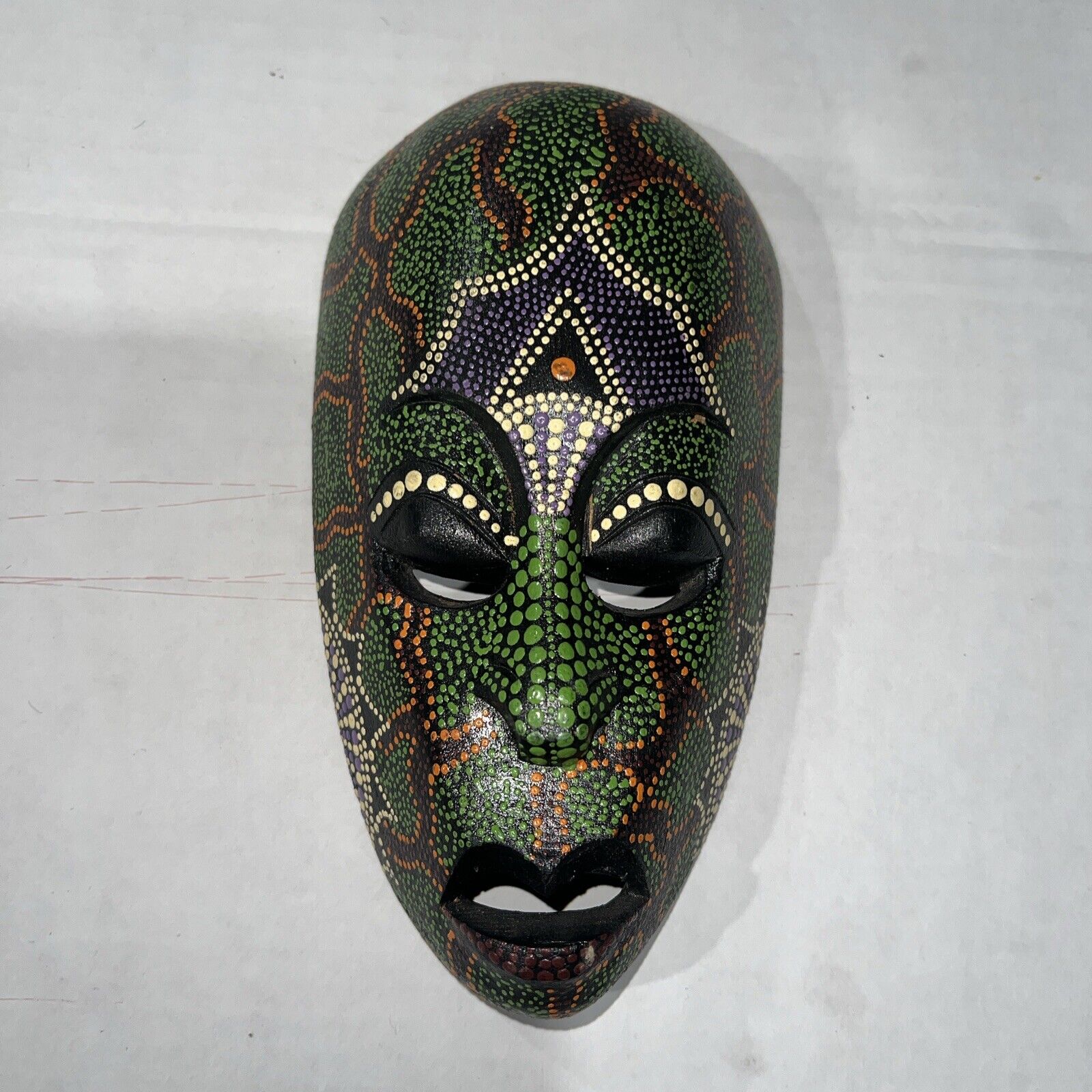Beautiful Hand Carved & Hand Painted Indonesian Batik Wooden Mask