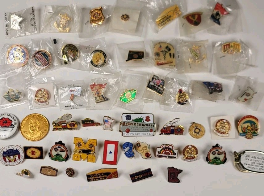 Vintage VFW Pins Lot 50+ Veterans Of Foreign Wars Tie Tac Hat Lapel Pins & Misc