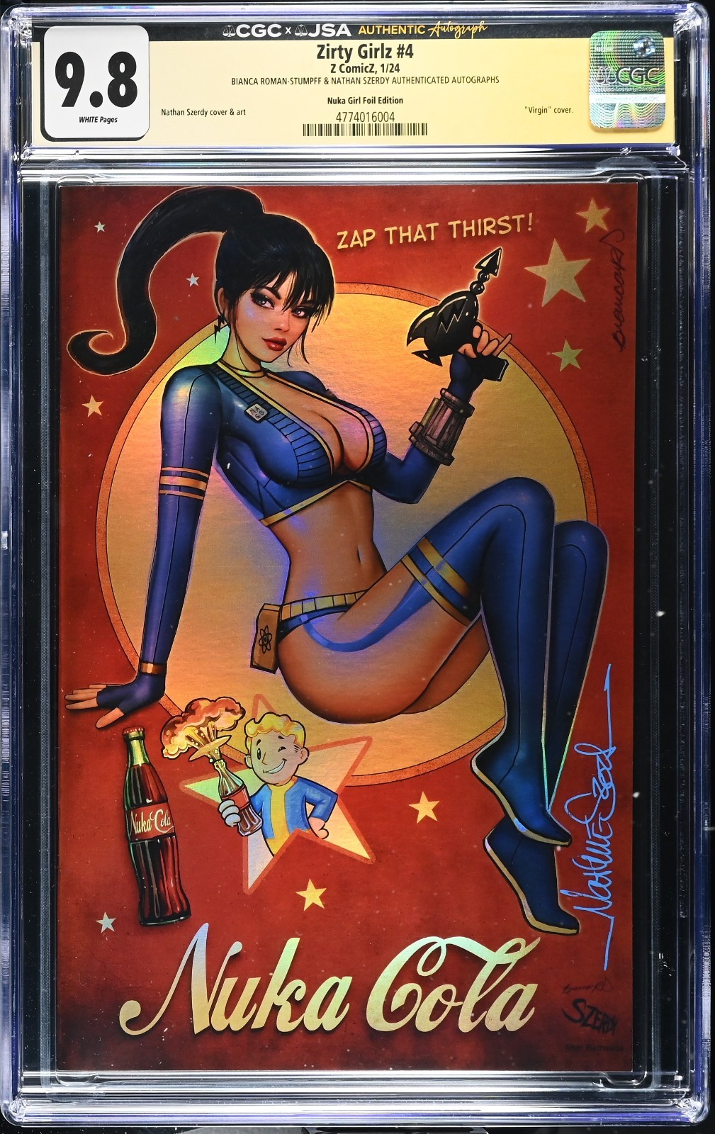 Zirty Girlz #4 - CGC 9.8 - Szerdy & Roman-Stumpff Autos - Nuka Girl Foil Zirty Girlz #4 - CGC 9.8 - Szerdy & Roman-Stumpff Autos - Nuka Girl Foil