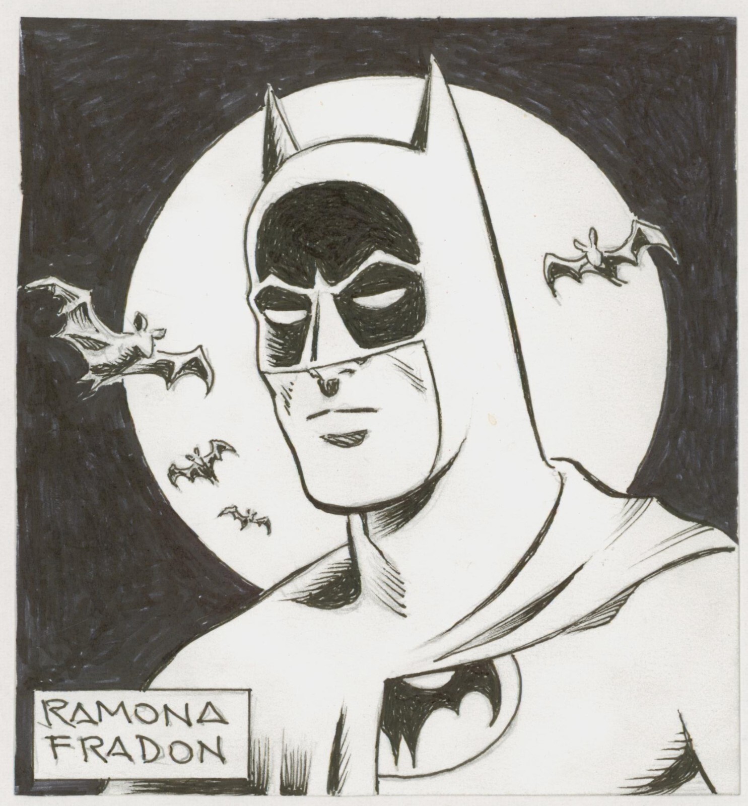 Ramona Fradon Signed JLA DC Comics Original Art Sketch ~ Batman / Super Friends