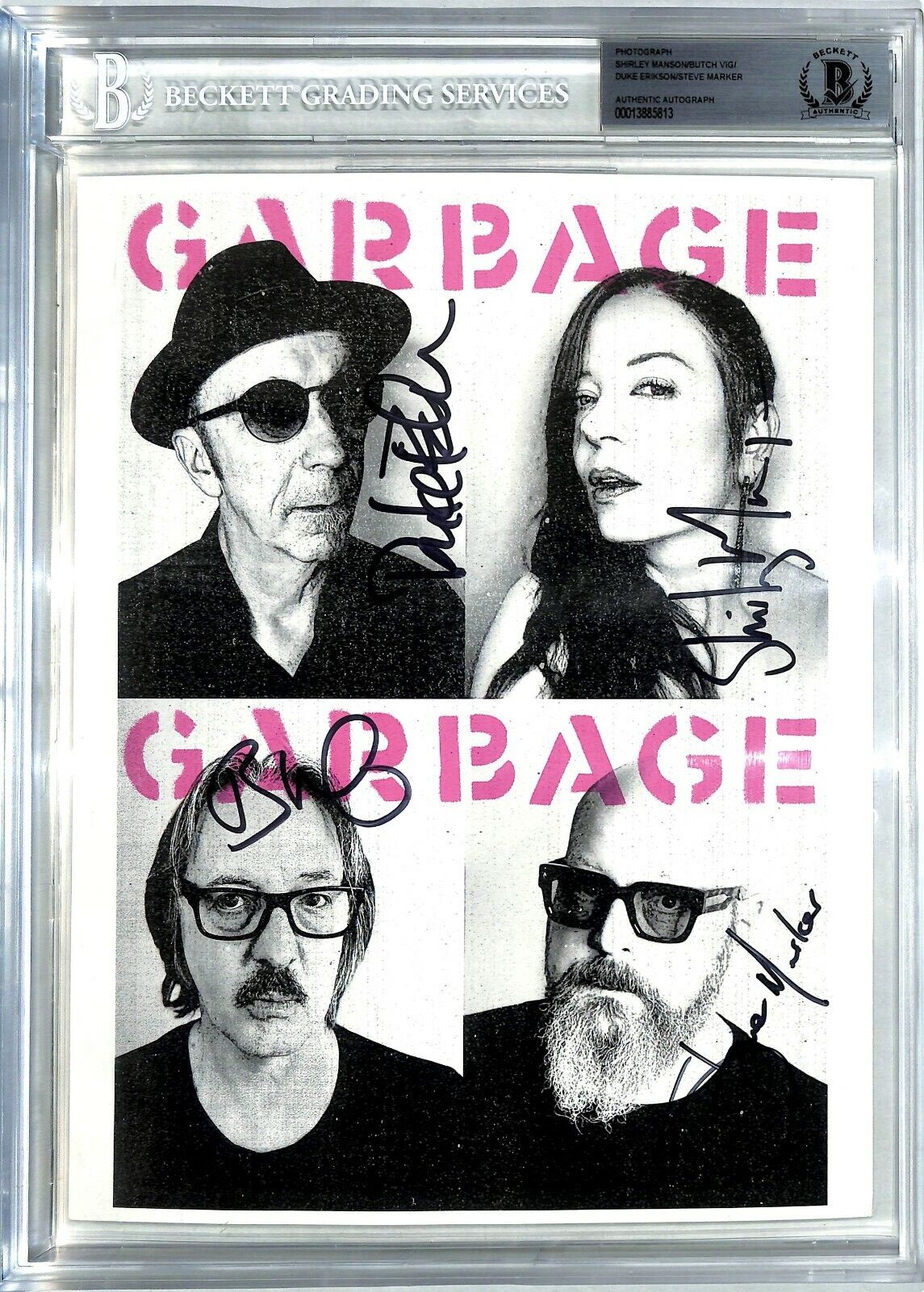 Garbage Band Shirley Manson +3 Signed Autographed Photo Beckett BAS Slabbed