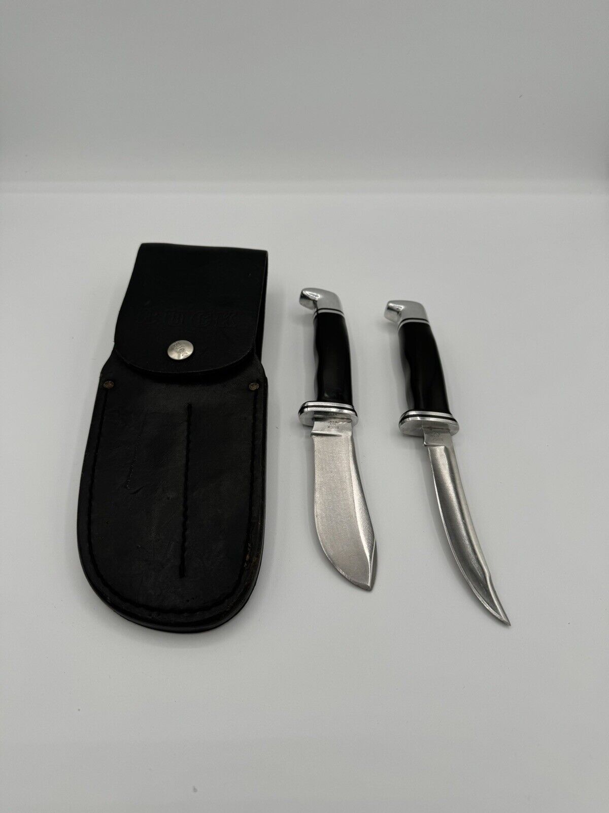 RARE VINTAGE BUCK KNIFE DOUBLE SET 115 WITH SHEATH KNIVES 103 &118 SPORTSMAN SET