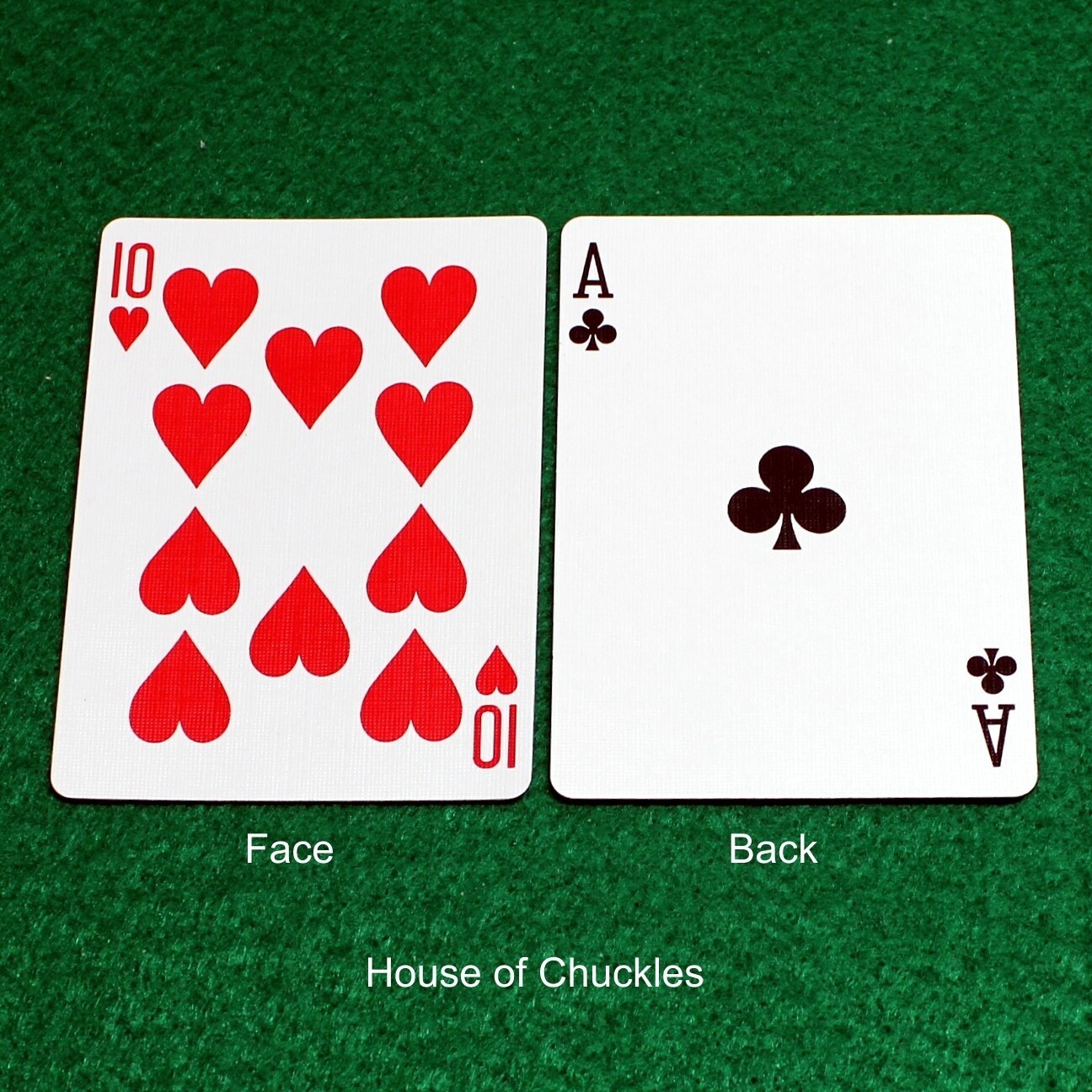 10 of Hearts / Ace of Clubs - Double Face, Bicycle Printed Gaff Card 10 of Hearts / Ace of Clubs - Double Face, Bicycle Printed Gaff Card
