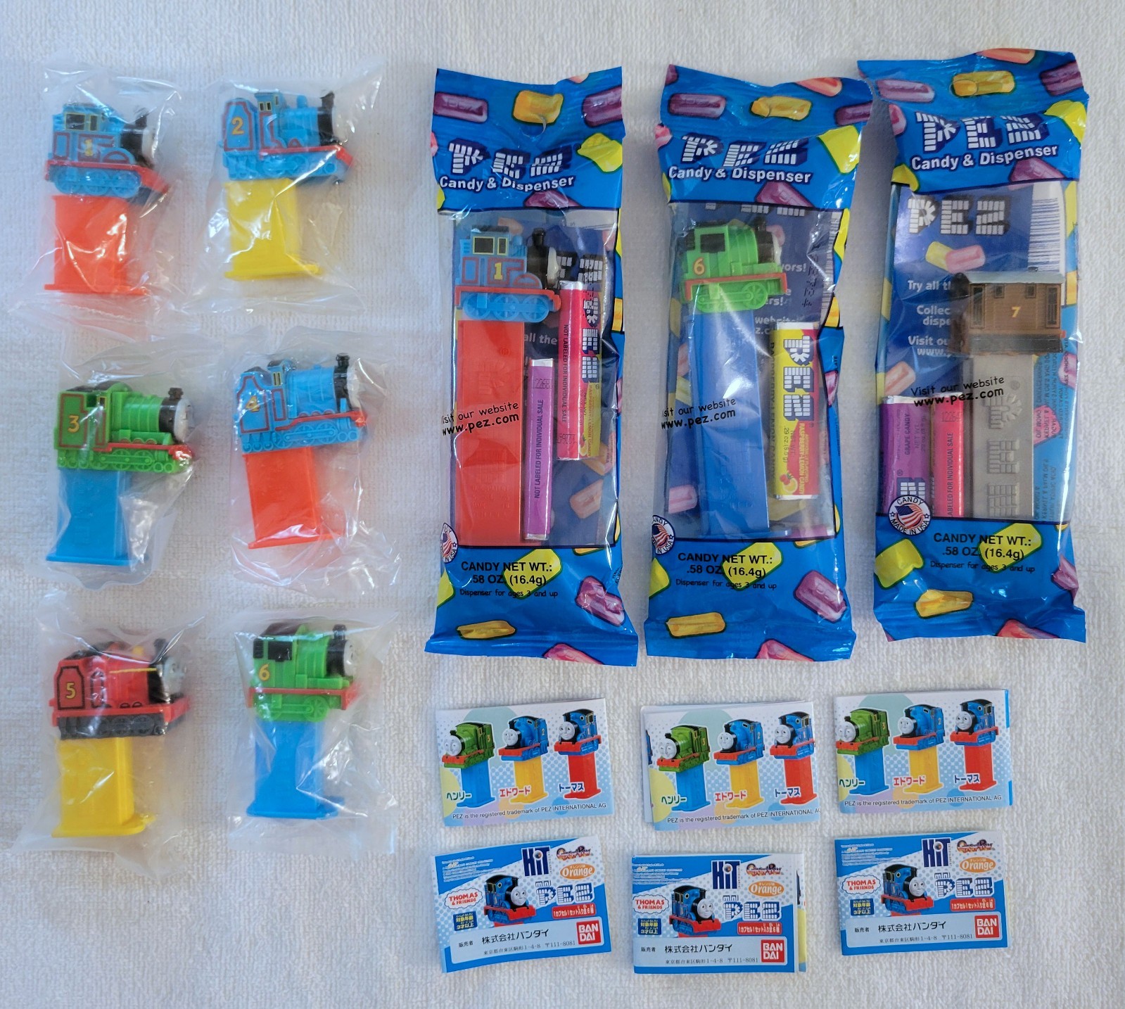 PEZ - BANDAI - Thomas the Train - Complete Set - New in Bag (NIB) with Inserts PEZ - BANDAI - Thomas the Train - Complete Set - New in Bag (NIB) with Inserts