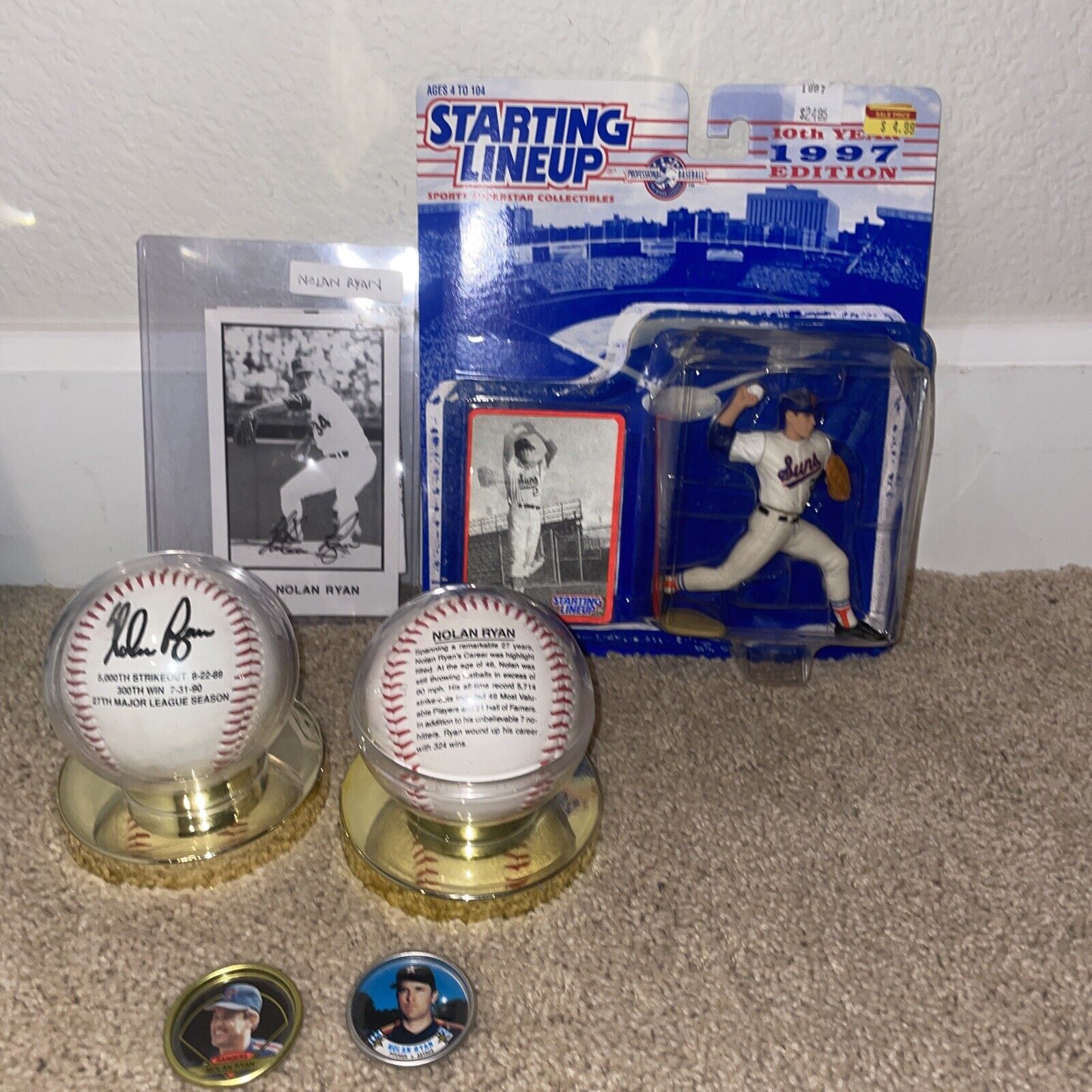 Nolan Ryan, Texas Rangers Baseball Hall of Fame Autographed Photo & Lot Of 6