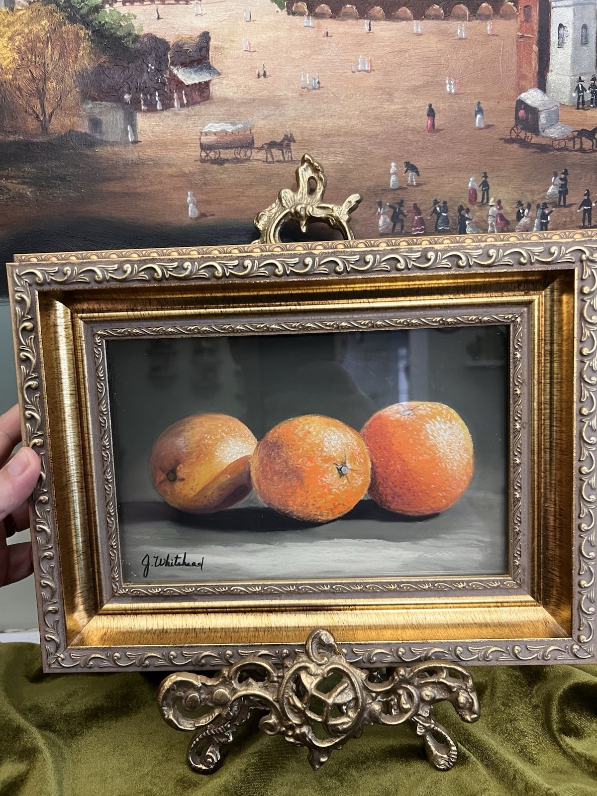 Vintage Original Oranges Still Life Oil Painting on Wood Panel- Signed Vintage Original Oranges Still Life Oil Painting on Wood Panel- Signed