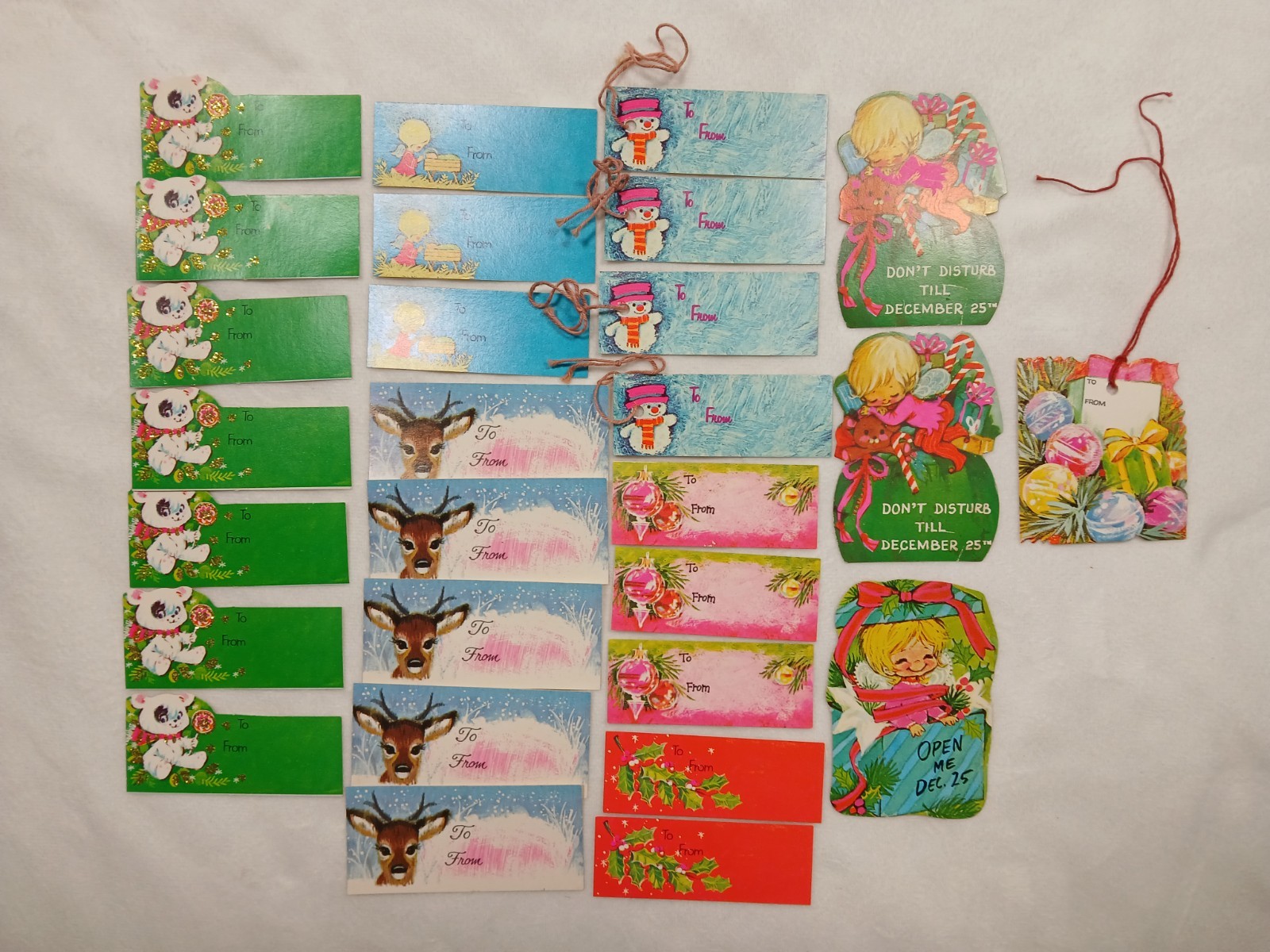 Vintage Christmas Gift Tags Mid Century 1960s 1970s Retro Holiday No Adhesive