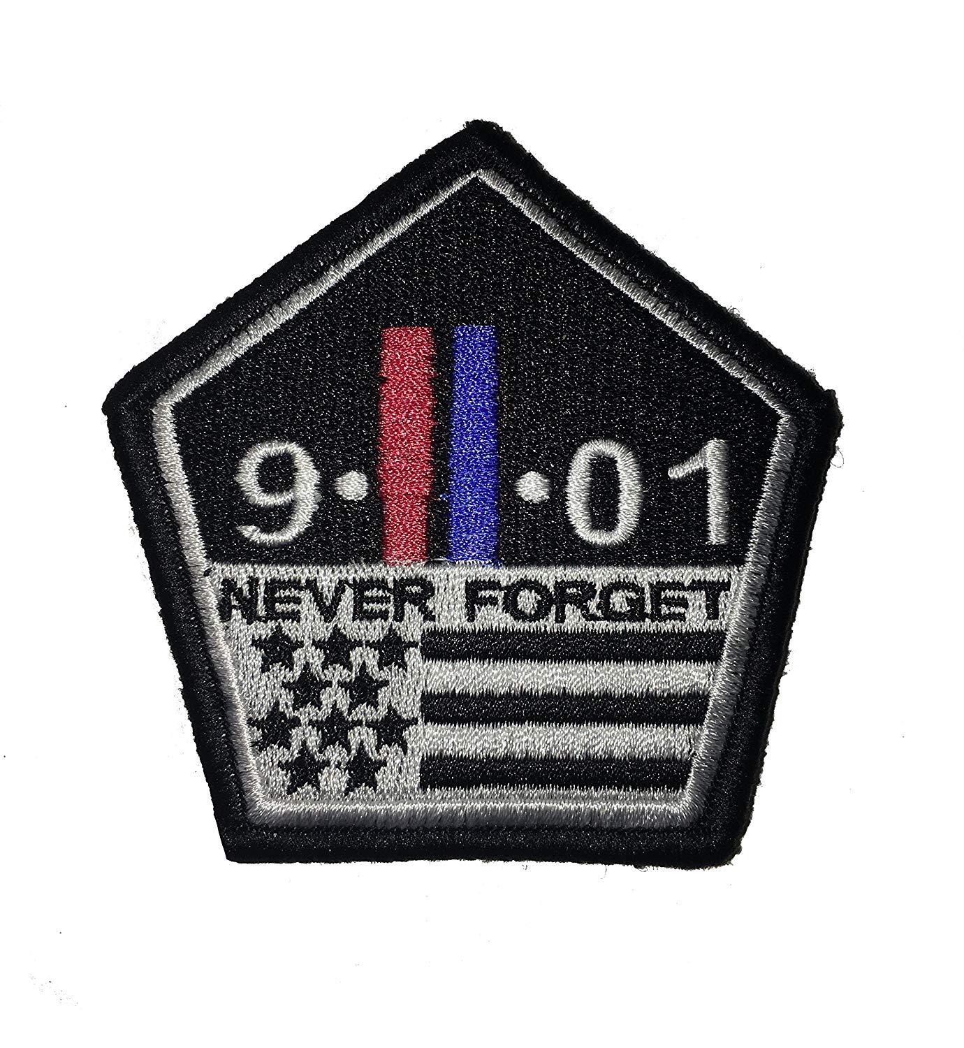 Thin Red and blue Line twin towers 9/11 Never Forget hook Morale Patch 3 Thin Red and blue Line twin towers 9/11 Never Forget hook Morale Patch 3