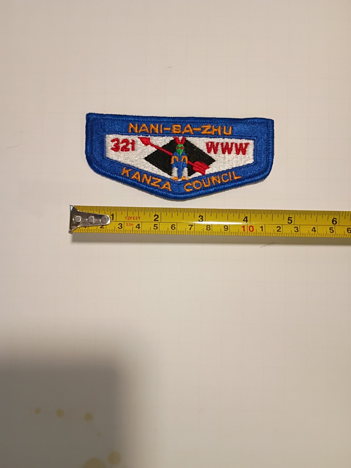 Vintage OA NANI-BA-ZHU Lodge 321 Order of the Arrow Flap Kanza Council Merged 