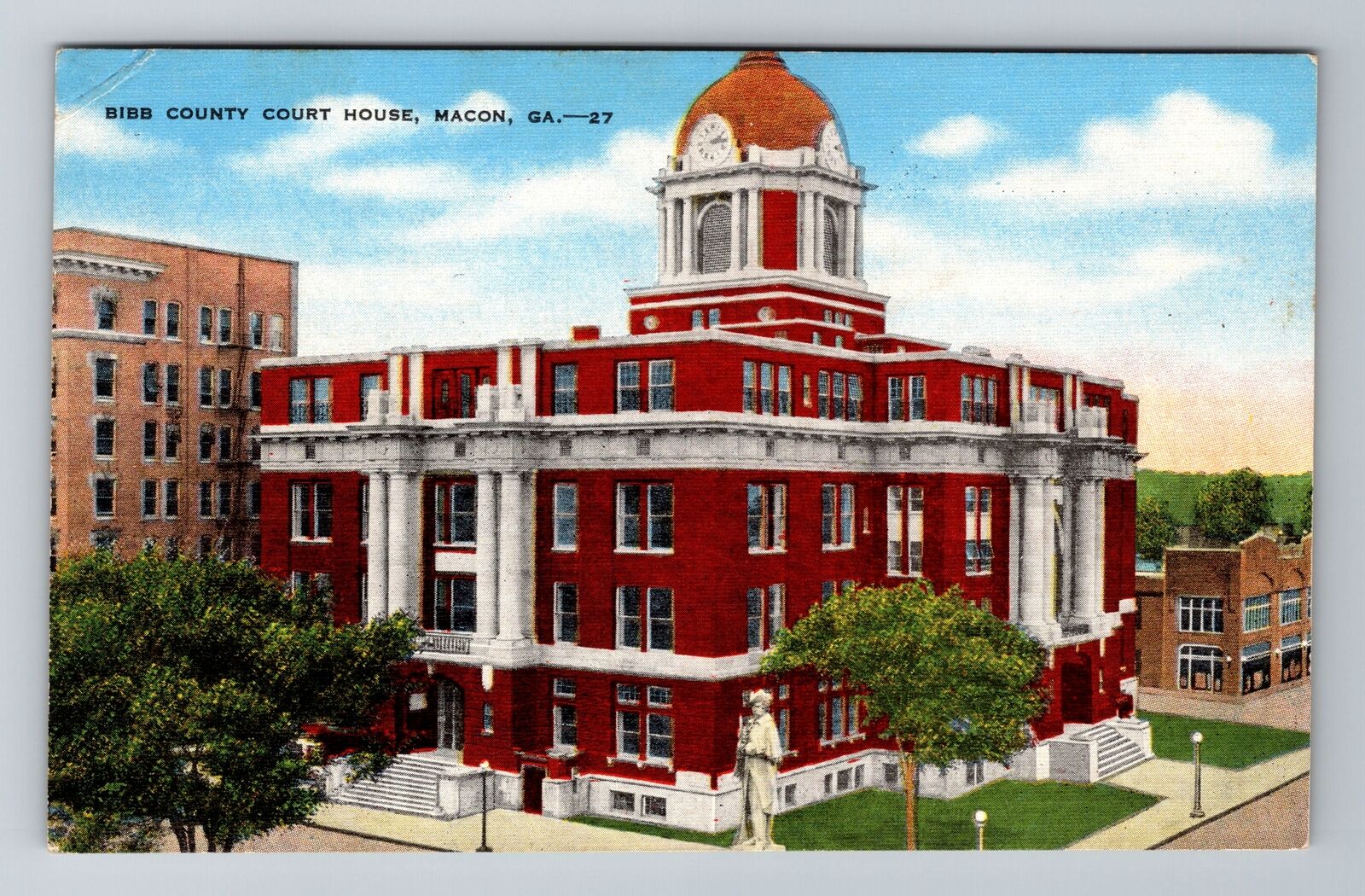 Macon GA-Georgia, Bibb County Court House, Antique, Vintage Souvenir Postcard