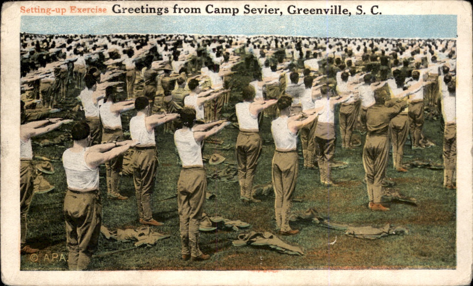 Greenville SC Setting-up Exercise Camp Sevier APA c1910s Vintage Postcard Greenville SC Setting-up Exercise Camp Sevier APA c1910s Vintage Postcard