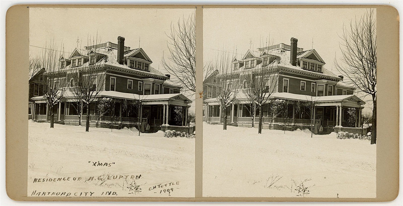 INDIANA STEREOVIEW - Hartford City - AG Luption Barn - CH Tuttle c1909 RARE
