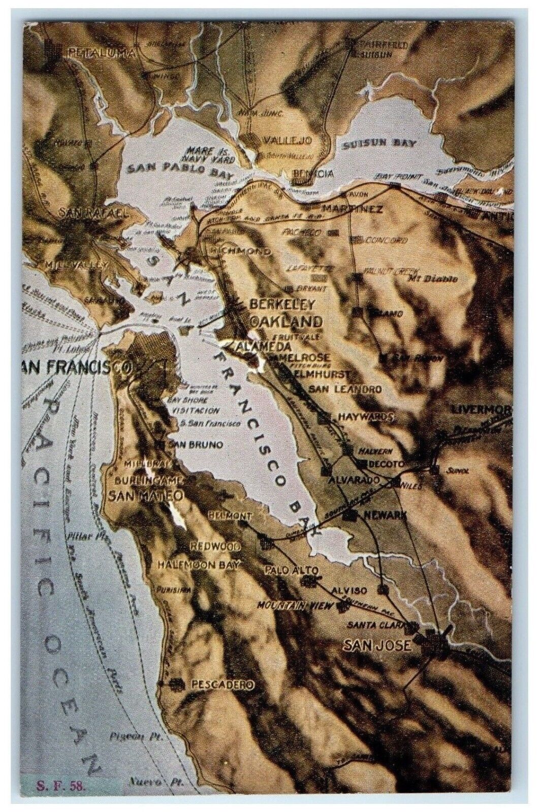 c1910\'s Petaluma California CA, Map Unposted Vintage Postcard