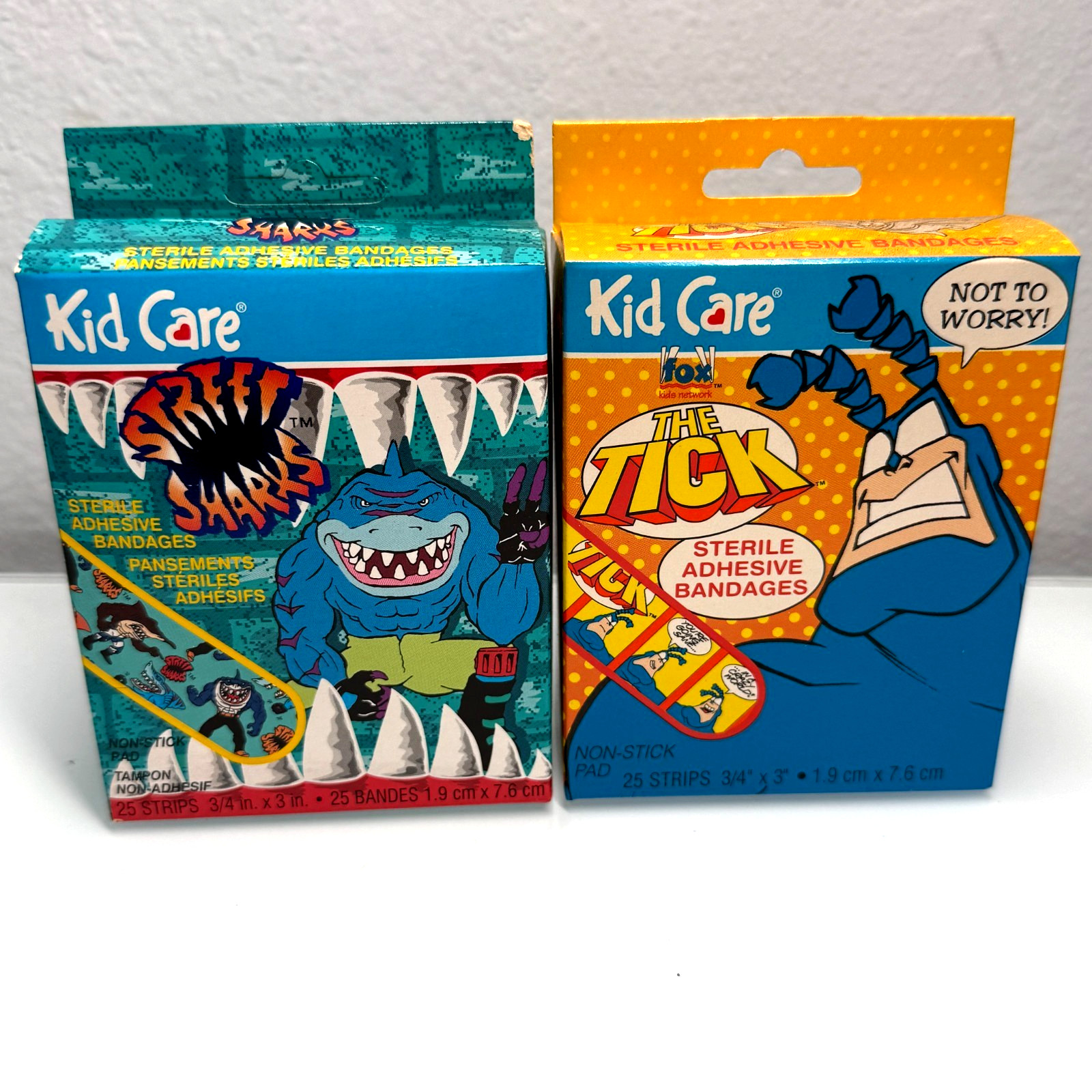 Vintage 1995 Kid Care The Tick Street Sharks Sterile Bandages Lot of 2 25ct Rare Vintage 1995 Kid Care The Tick Street Sharks Sterile Bandages Lot of 2 25ct Rare