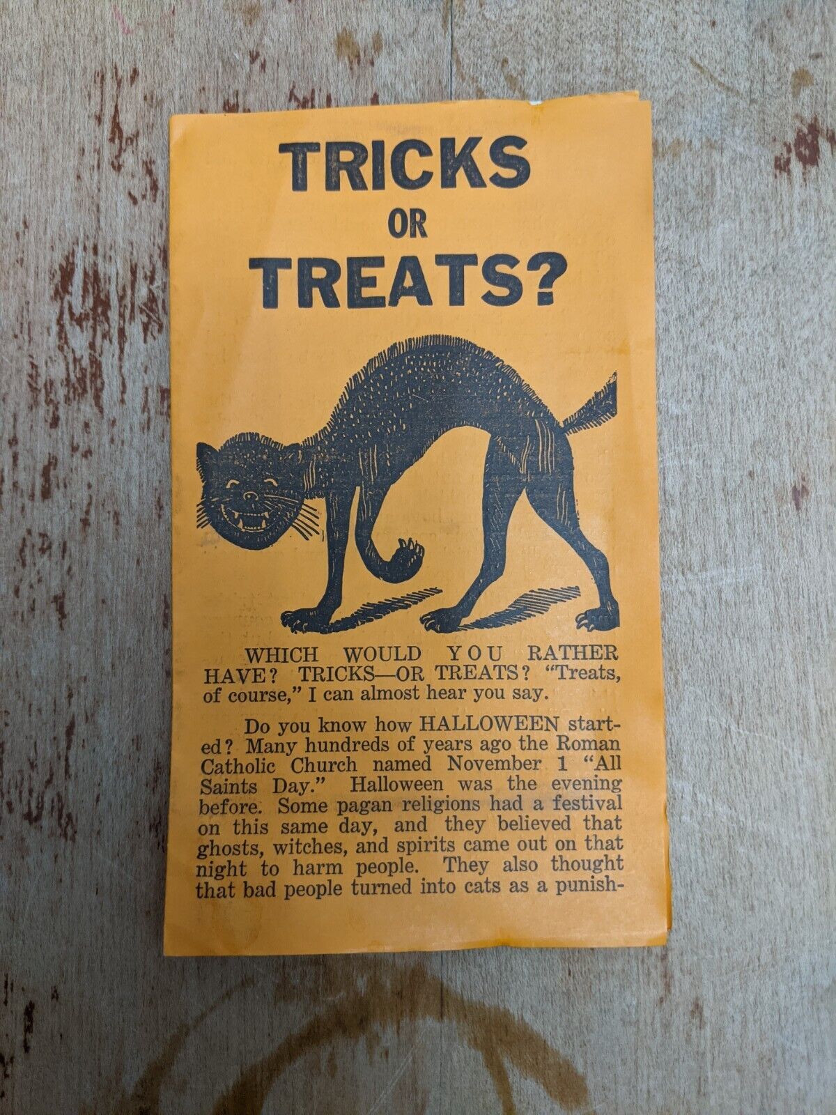 Vintage Halloween Gospel Tract Black Cat Ruth Osterhus Tricks Or Treats