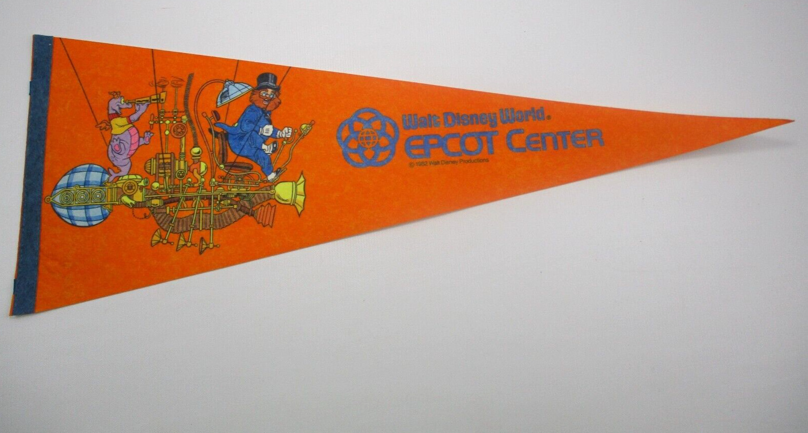 Vtg Walt Disney World Epcot Center Figment Dreamfinder Pennant 1982 Souvenir