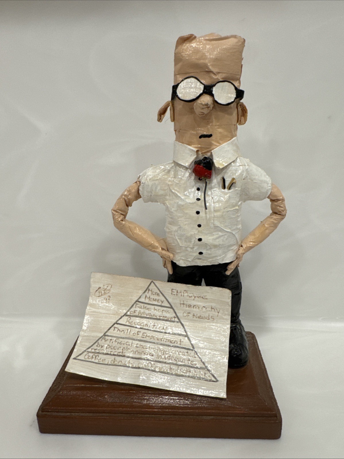 Vntg 1998 Dilbert Sculpture Handmade Signed TapeArt “Employee Hierarchy Of Needs Vntg 1998 Dilbert Sculpture Handmade Signed TapeArt “Employee Hierarchy Of Needs