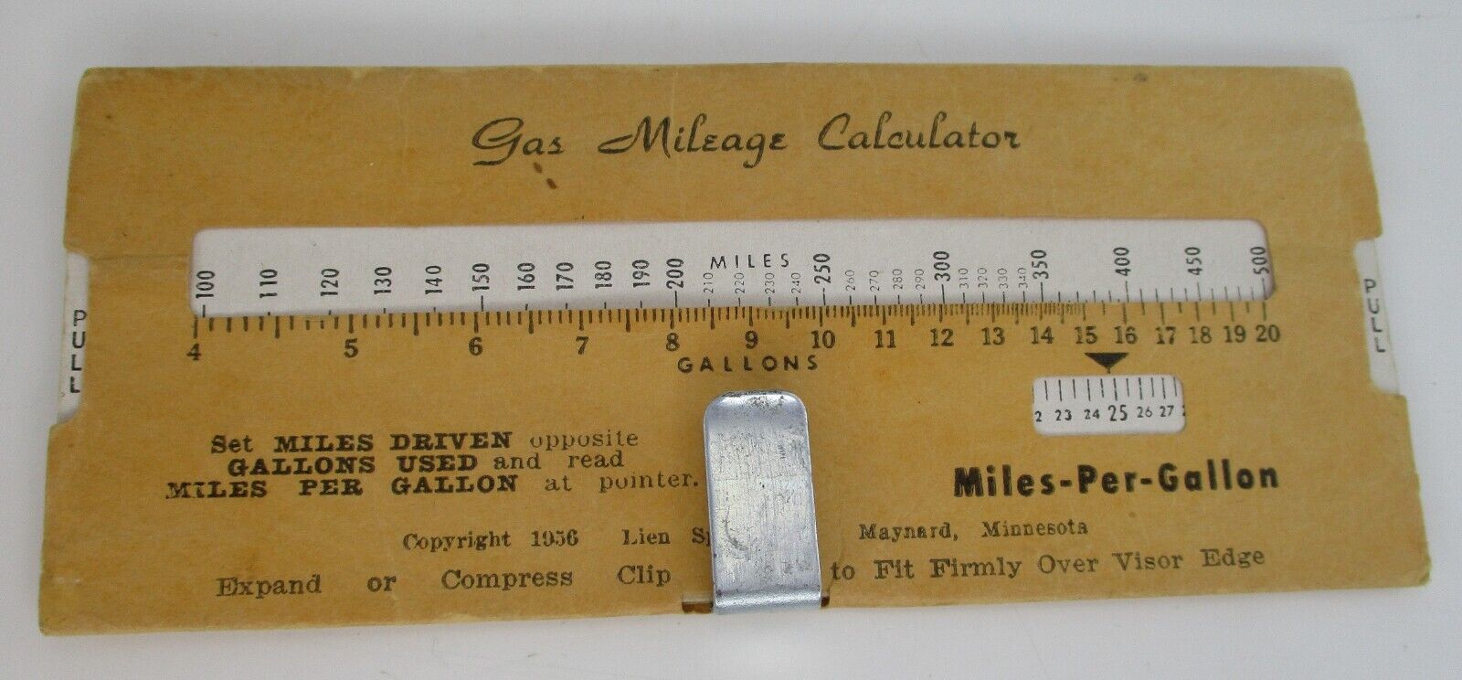1950s Mobilgas . Mobiloil  Gas Mileage Calculator Alois Altermatt Socony Mobile